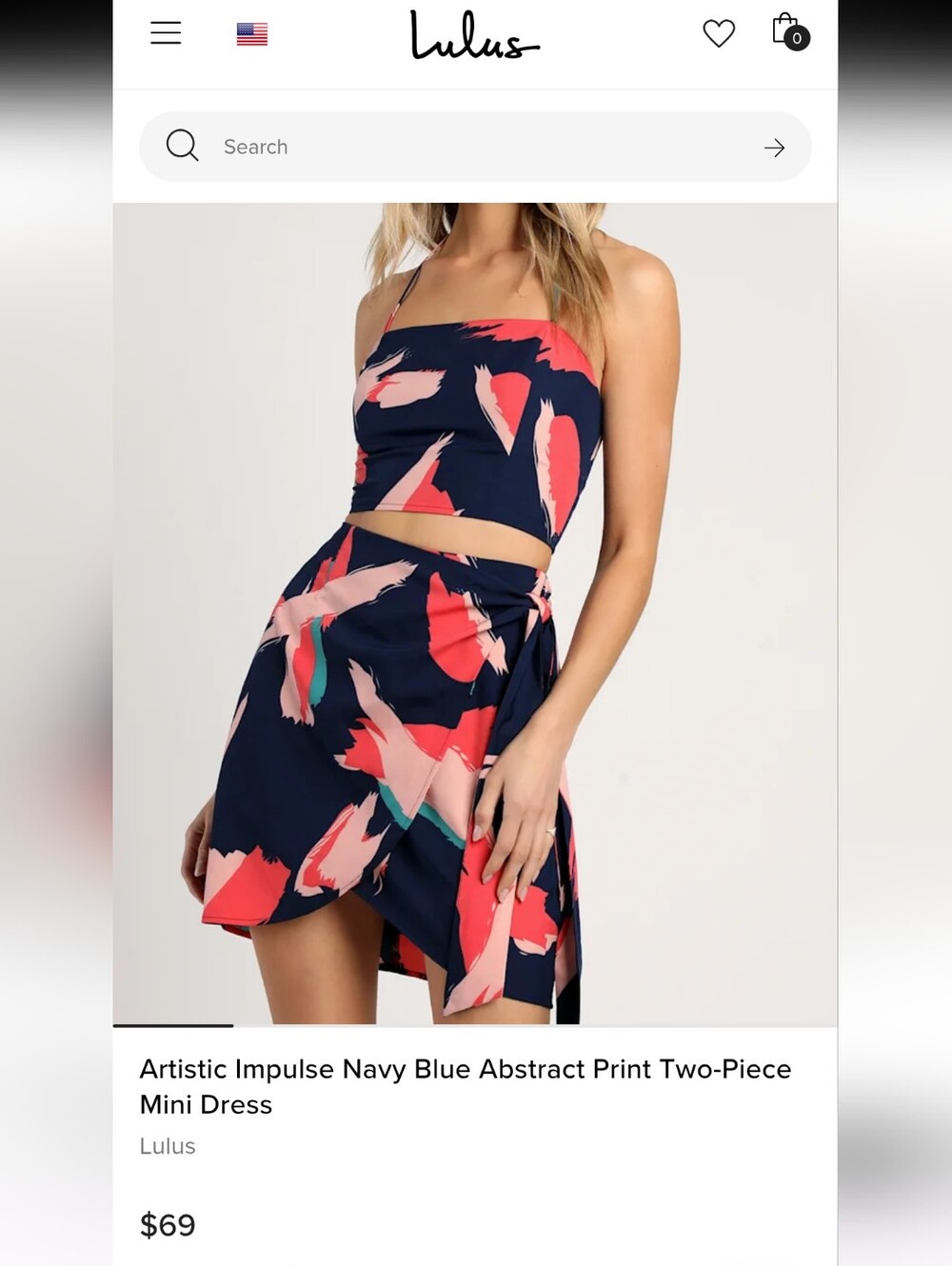 Lulus Navy Blue Abstract Print Two-Piece Mini Dress